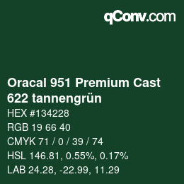 Code couleur: Oracal 951 Premium Cast - 622 tannengrün | qconv.com