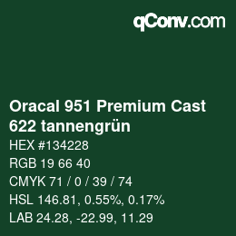 カラーコード: Oracal 951 Premium Cast - 622 tannengrün | qconv.com