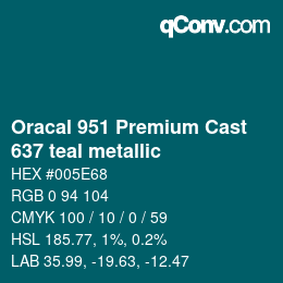 Farbcode: Oracal 951 Premium Cast - 637 teal metallic | qconv.com