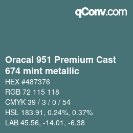 カラーコード: Oracal 951 Premium Cast - 674 mint metallic | qconv.com