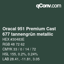 Color code: Oracal 951 Premium Cast - 677 tannengrün metallic | qconv.com