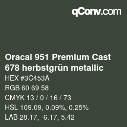 Código de color: Oracal 951 Premium Cast - 678 herbstgrün metallic | qconv.com