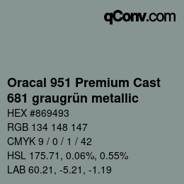 Code couleur: Oracal 951 Premium Cast - 681 graugrün metallic | qconv.com
