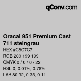 カラーコード: Oracal 951 Premium Cast - 711 steingrau | qconv.com