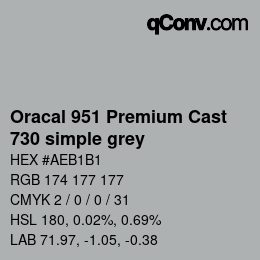 Farbcode: Oracal 951 Premium Cast - 730 simple grey | qconv.com