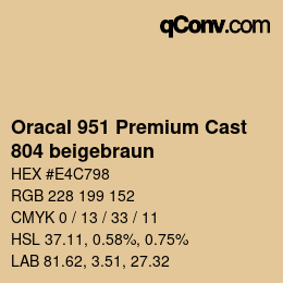 Farbcode: Oracal 951 Premium Cast - 804 beigebraun | qconv.com