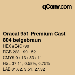 Código de color: Oracal 951 Premium Cast - 804 beigebraun | qconv.com