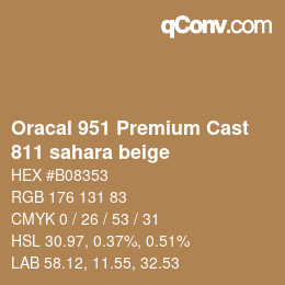 Farbcode: Oracal 951 Premium Cast - 811 sahara beige | qconv.com