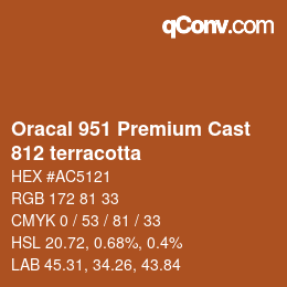 カラーコード: Oracal 951 Premium Cast - 812 terracotta | qconv.com