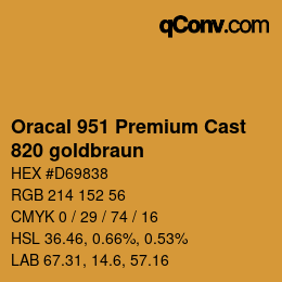 Farbcode: Oracal 951 Premium Cast - 820 goldbraun | qconv.com