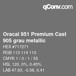 Farbcode: Oracal 951 Premium Cast - 905 grau metallic | qconv.com