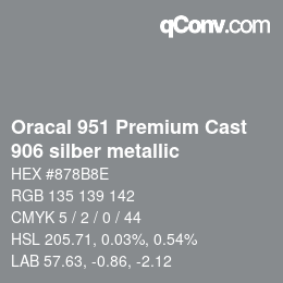 Code couleur: Oracal 951 Premium Cast - 906 silber metallic | qconv.com