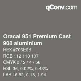 Código de color: Oracal 951 Premium Cast - 908 aluminium | qconv.com