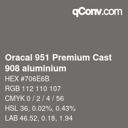 カラーコード: Oracal 951 Premium Cast - 908 aluminium | qconv.com