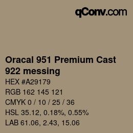Code couleur: Oracal 951 Premium Cast - 922 messing | qconv.com