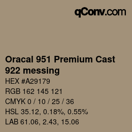 カラーコード: Oracal 951 Premium Cast - 922 messing | qconv.com