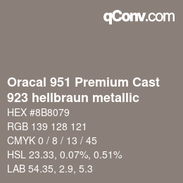 Código de color: Oracal 951 Premium Cast - 923 hellbraun metallic | qconv.com