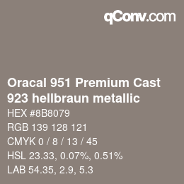 カラーコード: Oracal 951 Premium Cast - 923 hellbraun metallic | qconv.com