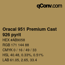 Código de color: Oracal 951 Premium Cast - 926 pyrit | qconv.com