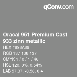 Código de color: Oracal 951 Premium Cast - 933 zinn metallic | qconv.com