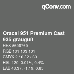 Farbcode: Oracal 951 Premium Cast - 935 grauguß | qconv.com