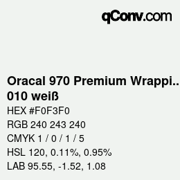 Código de color: Oracal 970 Premium Wrapping Cast - 010 weiß | qconv.com