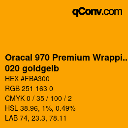 カラーコード: Oracal 970 Premium Wrapping Cast - 020 goldgelb | qconv.com
