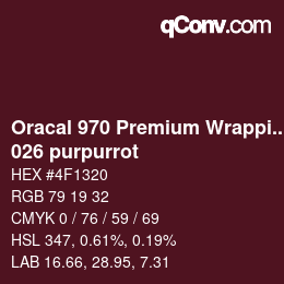 Farbcode: Oracal 970 Premium Wrapping Cast - 026 purpurrot | qconv.com