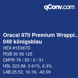 Color code: Oracal 970 Premium Wrapping Cast - 049 königsblau | qconv.com