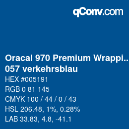 カラーコード: Oracal 970 Premium Wrapping Cast - 057 verkehrsblau | qconv.com