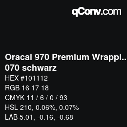 Farbcode: Oracal 970 Premium Wrapping Cast - 070 schwarz | qconv.com