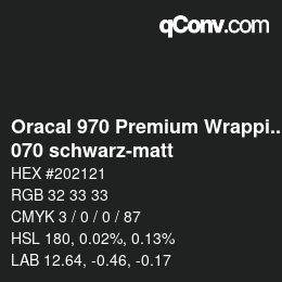 Farbcode: Oracal 970 Premium Wrapping Cast - 070 schwarz-matt | qconv.com