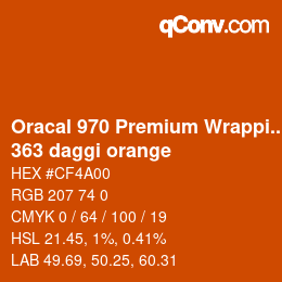 カラーコード: Oracal 970 Premium Wrapping Cast - 363 daggi orange | qconv.com