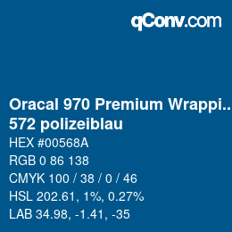 Farbcode: Oracal 970 Premium Wrapping Cast - 572 polizeiblau | qconv.com