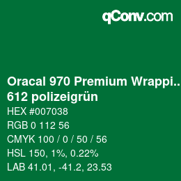 カラーコード: Oracal 970 Premium Wrapping Cast - 612 polizeigrün | qconv.com