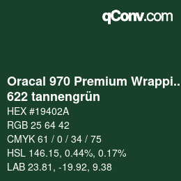 カラーコード: Oracal 970 Premium Wrapping Cast - 622 tannengrün | qconv.com