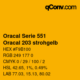 Farbcode: Oracal Serie 551 - Oracal 203 strohgelb | qconv.com