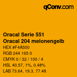 カラーコード: Oracal Serie 551 - Oracal 204 melonengelb | qconv.com