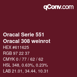 Farbcode: Oracal Serie 551 - Oracal 308 weinrot | qconv.com