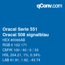 Farbcode: Oracal Serie 551 - Oracal 508 signalblau | qconv.com