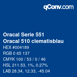 カラーコード: Oracal Serie 551 - Oracal 510 clematisblau | qconv.com