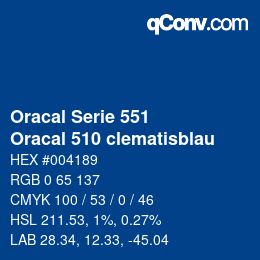 カラーコード: Oracal Serie 551 - Oracal 510 clematisblau | qconv.com