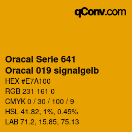 Código de color: Oracal Serie 641 - Oracal 019 signalgelb | qconv.com