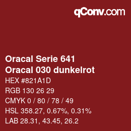 Farbcode: Oracal Serie 641 - Oracal 030 dunkelrot | qconv.com