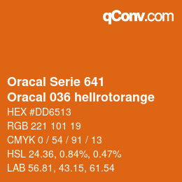 カラーコード: Oracal Serie 641 - Oracal 036 hellrotorange | qconv.com