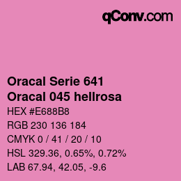 カラーコード: Oracal Serie 641 - Oracal 045 hellrosa | qconv.com