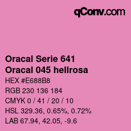 カラーコード: Oracal Serie 641 - Oracal 045 hellrosa | qconv.com