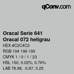 カラーコード: Oracal Serie 641 - Oracal 072 hellgrau | qconv.com