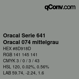 Farbcode: Oracal Serie 641 - Oracal 074 mittelgrau | qconv.com