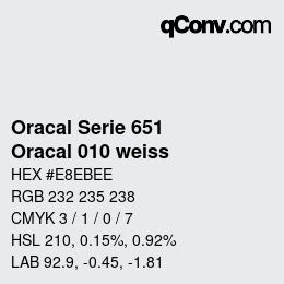 Farbcode: Oracal Serie 651 - Oracal 010 weiss | qconv.com